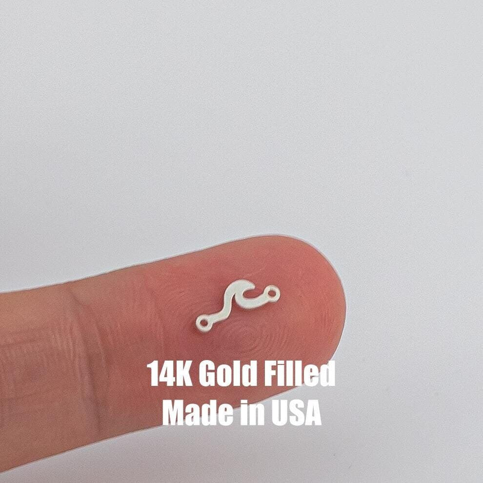 Mini Wave Permanent Jewelry Connector or Charm- Intricate Detail - 14kt gold filled or Sterling Silver - Made in the USA - Custom