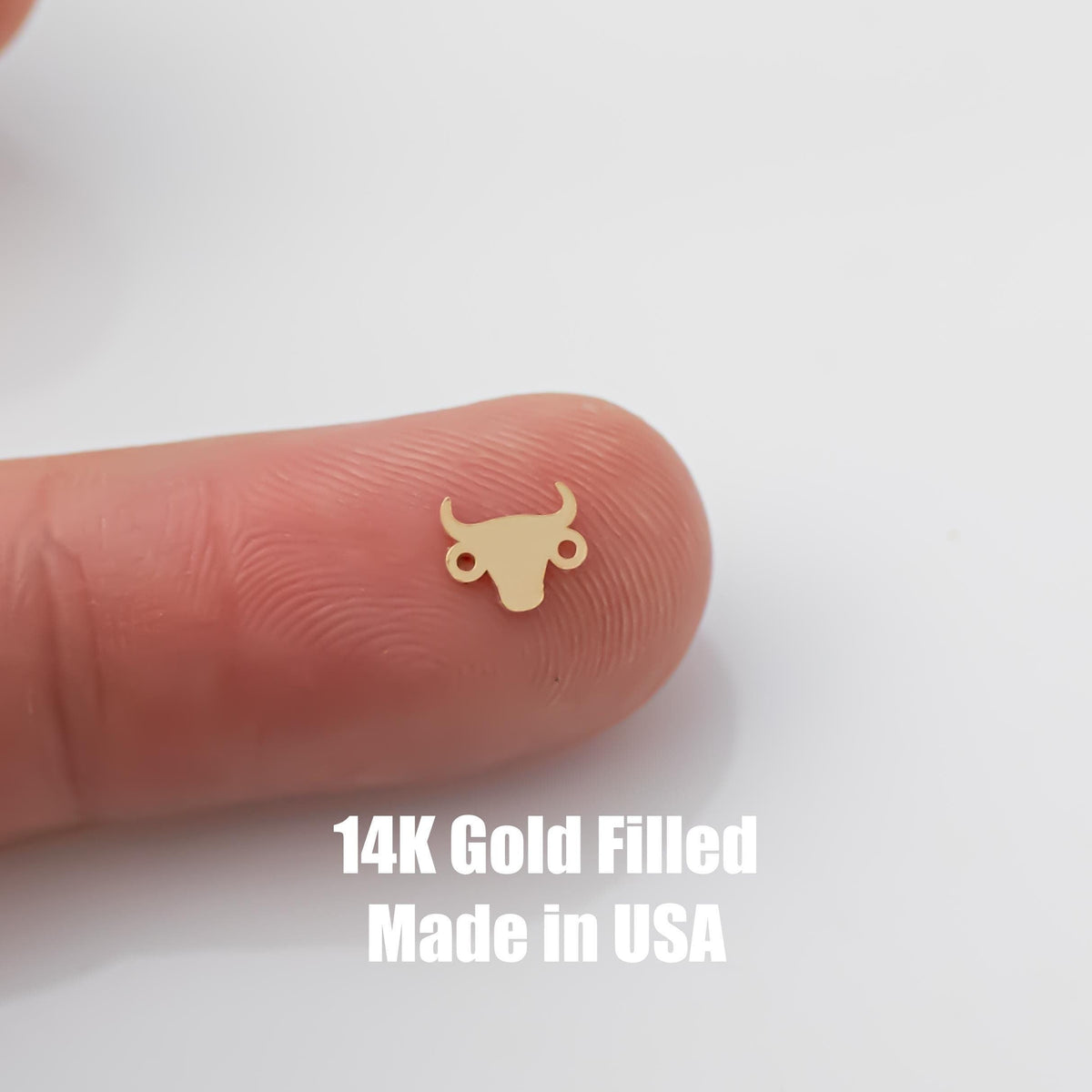 Cow Head Bull Head Permanent Jewelry Connector- Intricate Detail - 14kt gold filled or Sterling Silver - Made in the USA - Custom