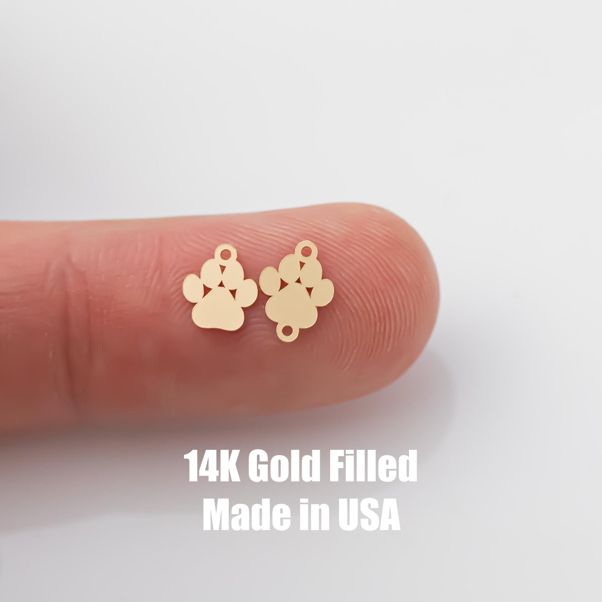 Dog Paw Permanent Jewelry Connector or Charm- Intricate Detail - 14kt gold filled or Sterling Silver - Made in the USA - Custom