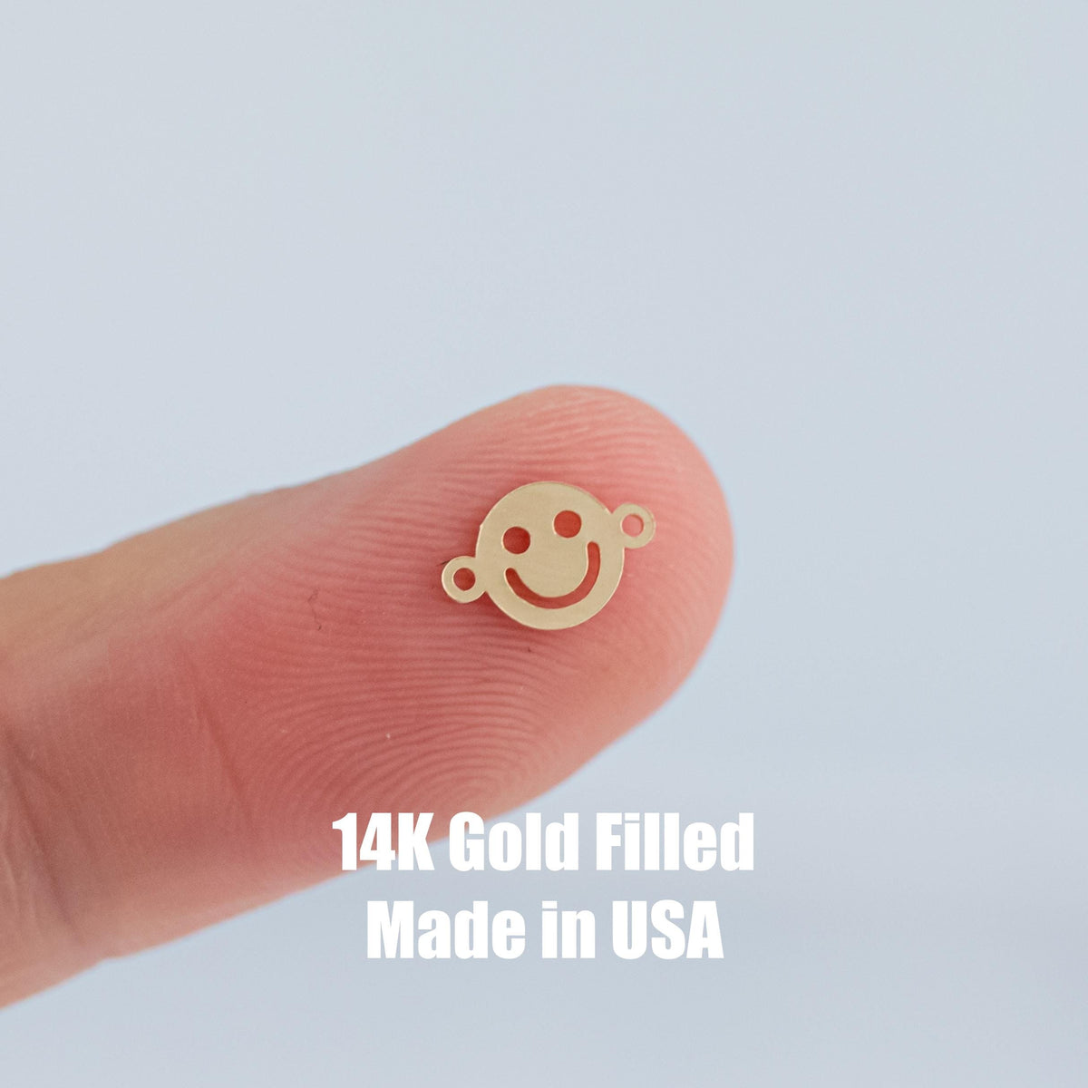 Smiley Face Permanent Jewelry Connector or Charm- Intricate Detail - 14kt gold filled or Sterling Silver - Made in the USA - Custom