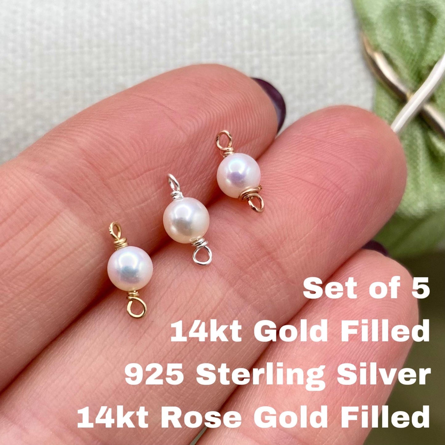4mm Freshwater Pearl Connector - 5 Pack - B31