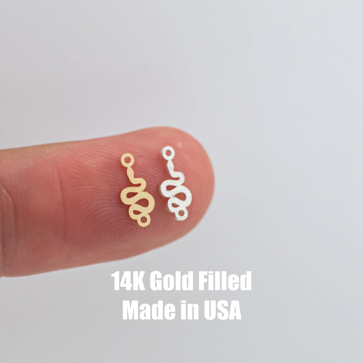 Snake Permanent Jewelry Connector or Charm- Intricate Detail - 14kt gold filled or Sterling Silver - Made in the USA