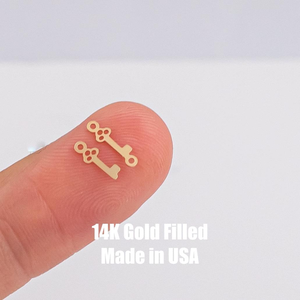 Skeleton Key Permanent Jewelry Connector or Charm- Intricate Detail - 14kt gold filled or Sterling Silver - Made in the USA - Custom