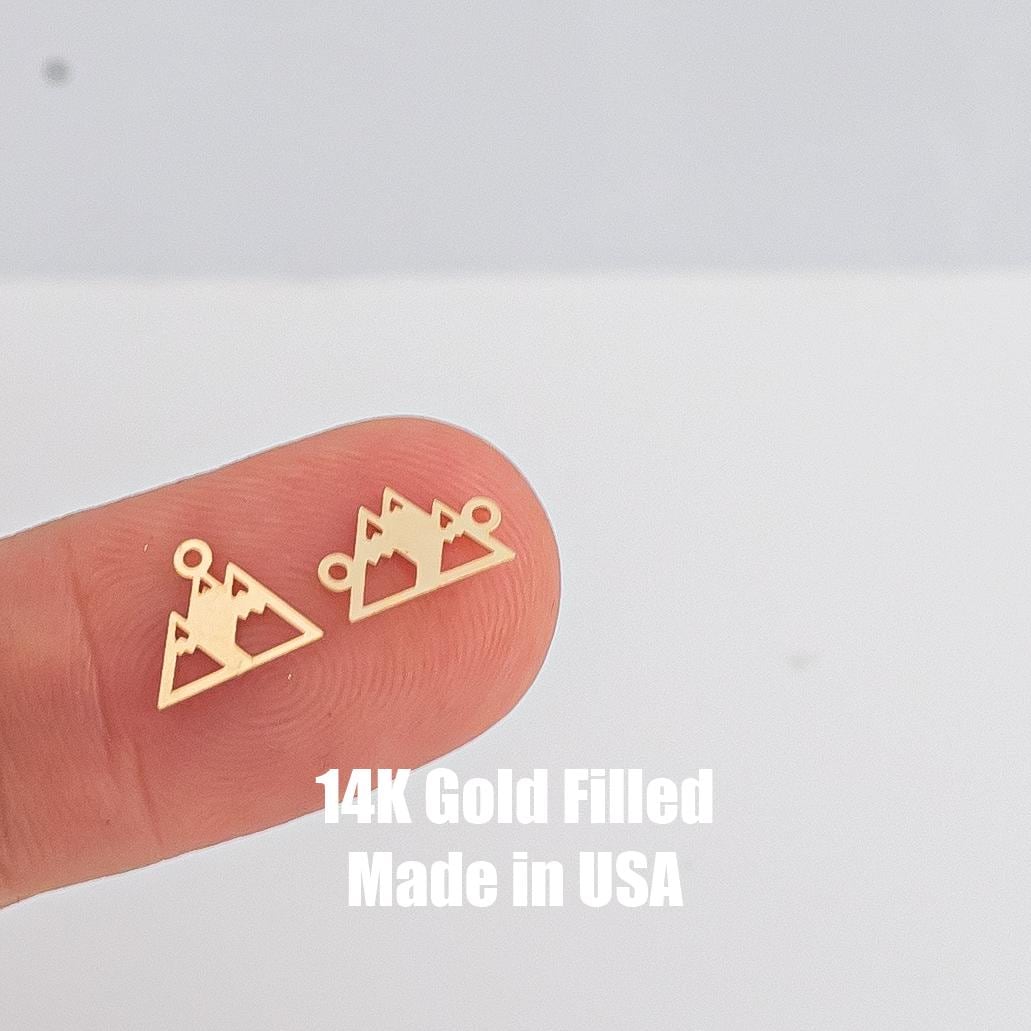 Mountain Ranges, Mountain Peak Permanent Jewelry Connector- Intricate Detail - 14kt gold filled or Sterling Silver - Made in the USA