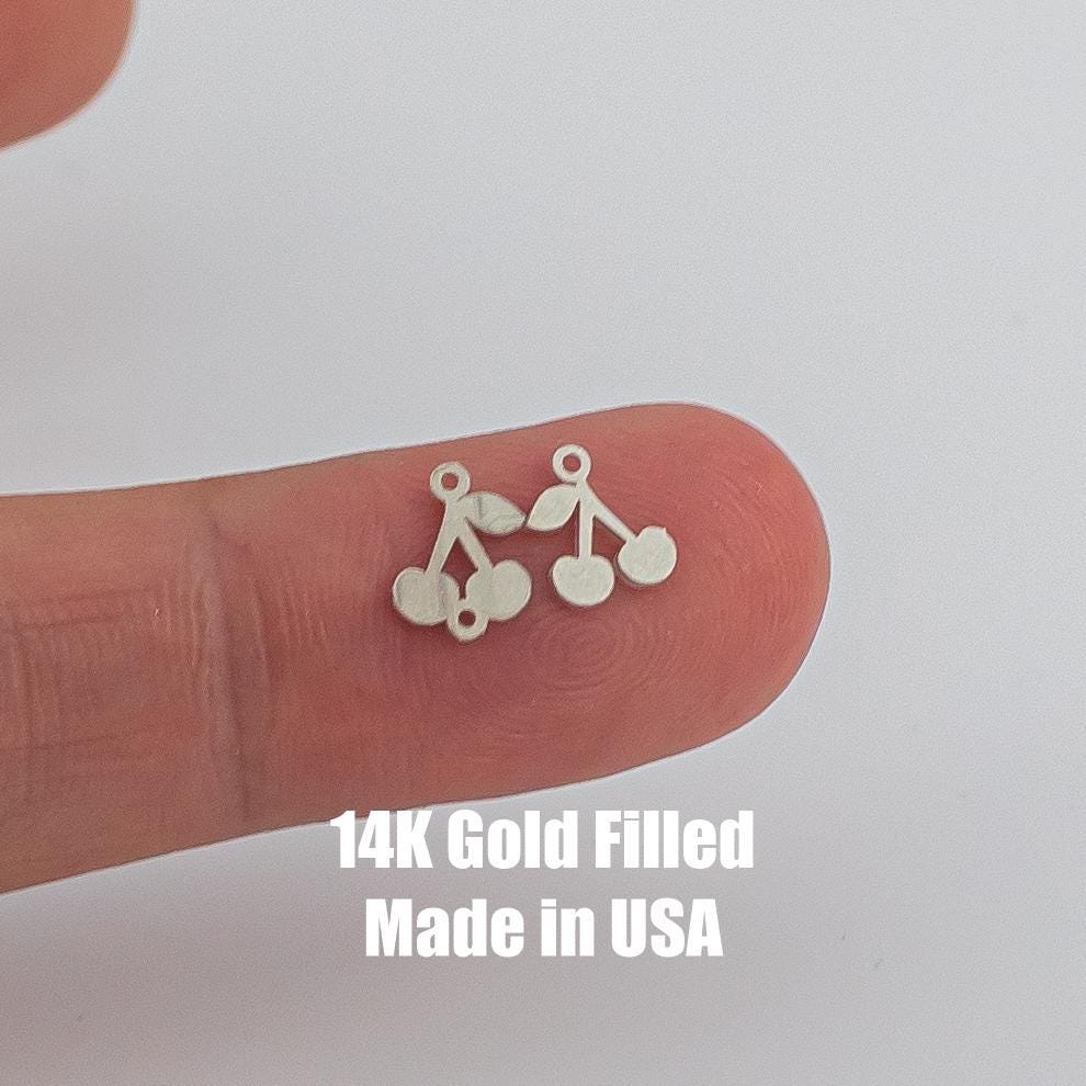 Cherry  Permanent Jewelry Connector or Charm - Cherries Intricate Detail - 14kt gold filled or Sterling Silver - Made in the USA - Custom