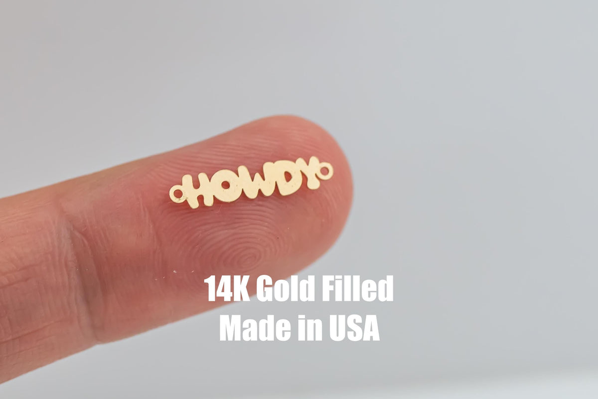 Howdy Permanent Jewelry Connector- Intricate Detail - 14kt gold filled or Sterling Silver - Made in the USA - Custom