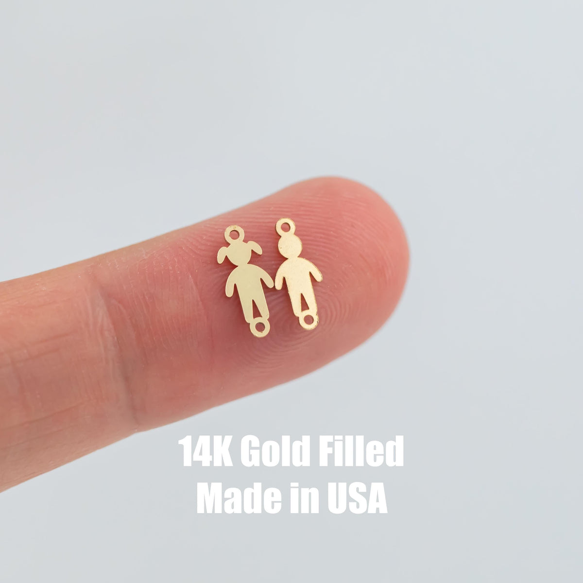 Boy Girl Permanent Jewelry Connector- Intricate Detail - 14kt gold filled or Sterling Silver - Made in the USA