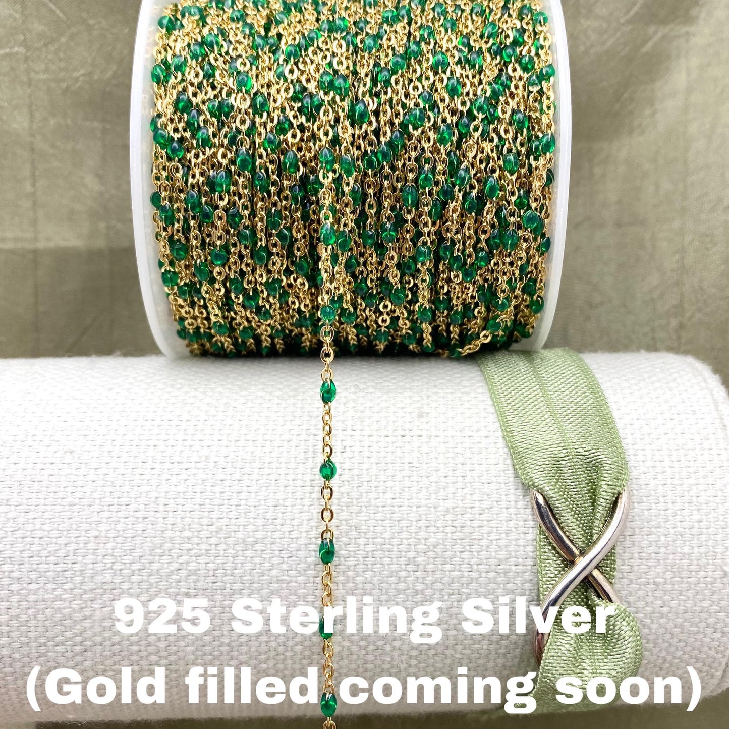 Emerald Green Enamel Chain - Dot Enamel E25