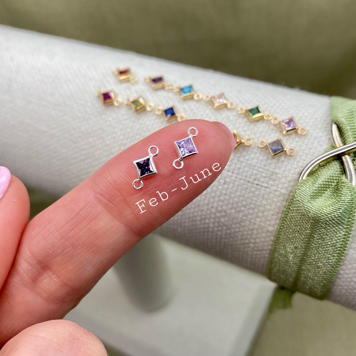 Rose Gold Filled INDIVIDUAL Birthstone Connectors - All Shapes - Luxe Colors