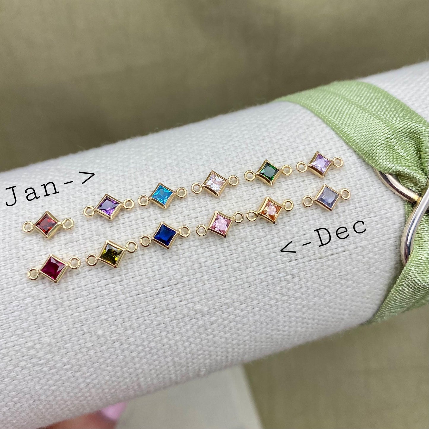 Luxe Heart Birthstone Connectors - Sterling Silver - 3 Pack/12 Pack - B39S - Luxe Colors