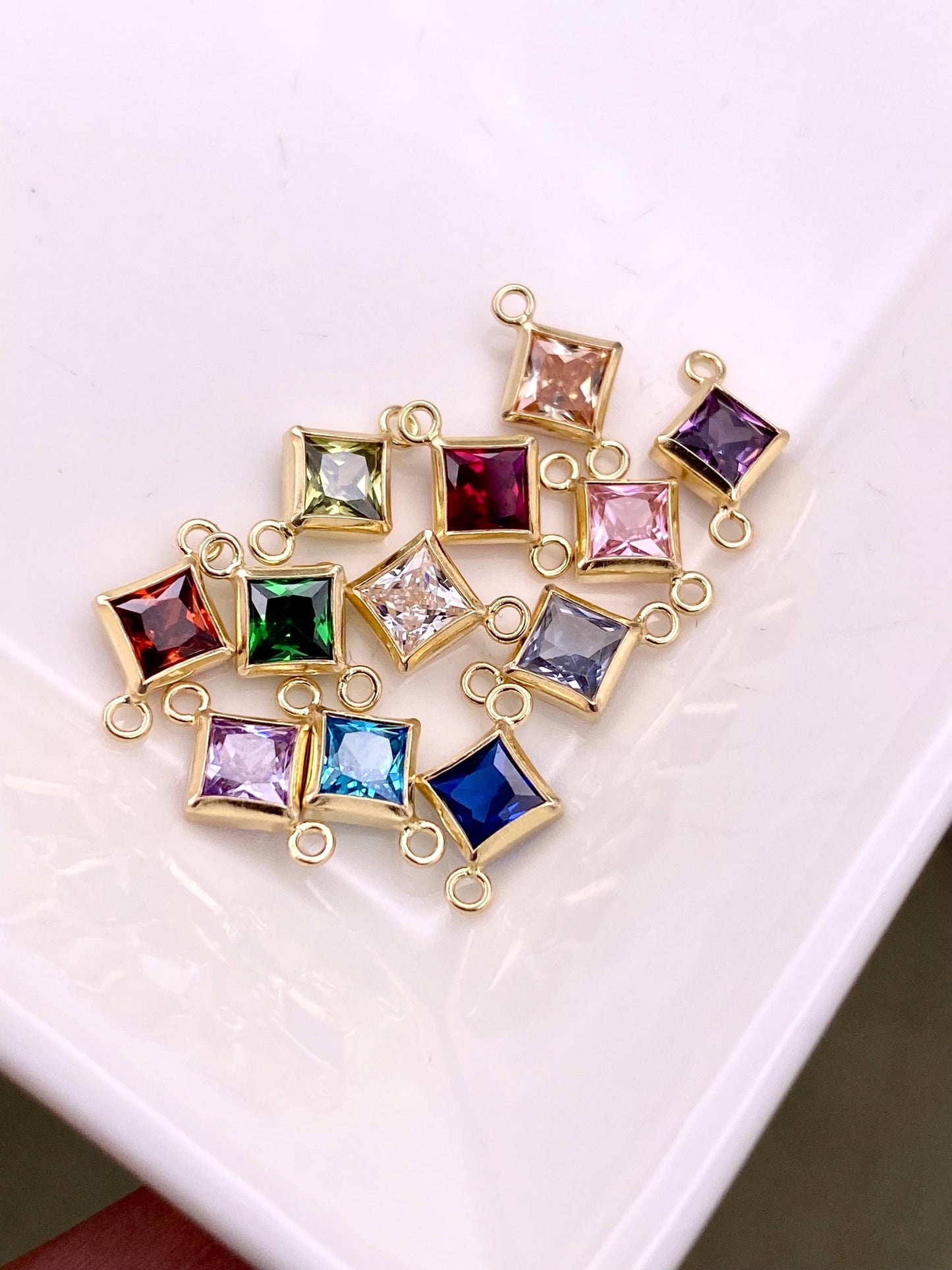 Luxe Diamond 4mm Birthstone Connectors - Sterling Silver - 3 Pack/12 Pack - B33S - Luxe Colors