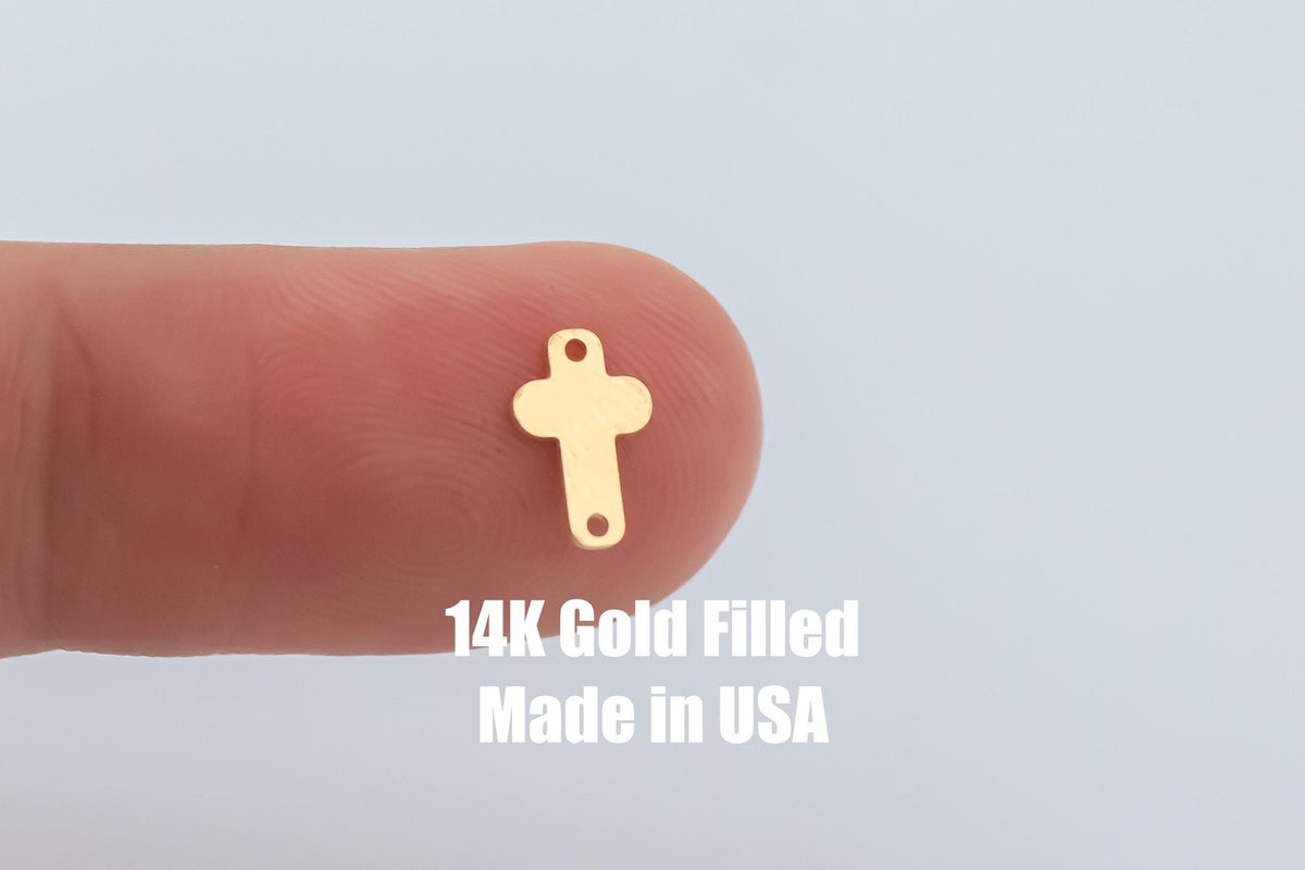 Chubby Cross Permanent Jewelry Connector - 14kt gold filled or Sterling Silver - Made in the USA
