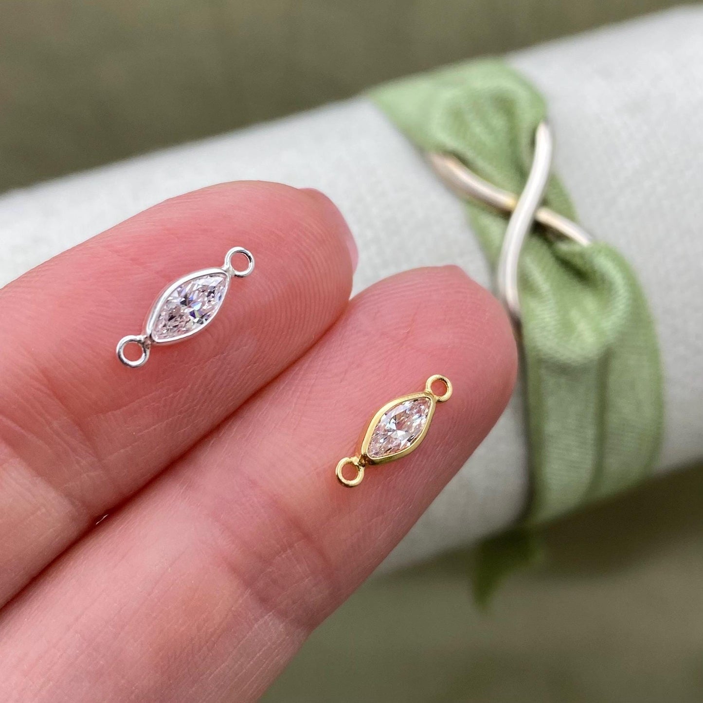 Luxe Marquise Birthstone Connectors - Sterling Silver - 3 Pack/12 Pack - B34S - Luxe Colors