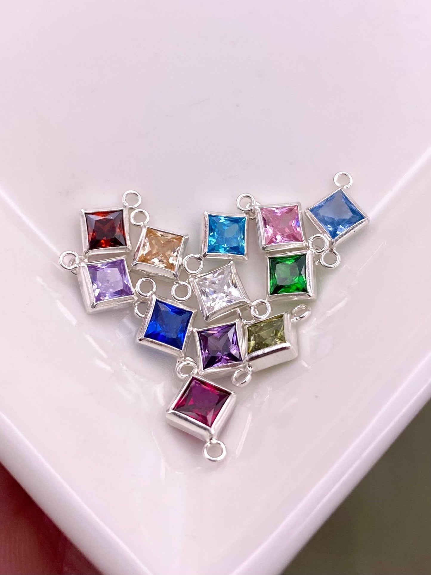 Luxe Diamond 3mm Birthstone Connectors - Sterling Silver - 3 Pack/12 Pack - B32S - Luxe Colors