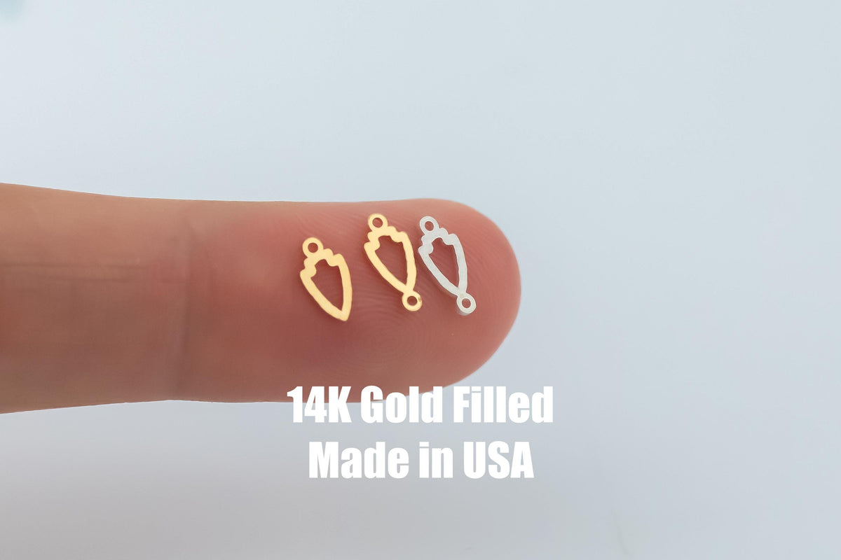 Arrowhead Outline Tiny- Permanent Jewelry Connector - 14kt gold filled or Sterling Silver - Made in the USA