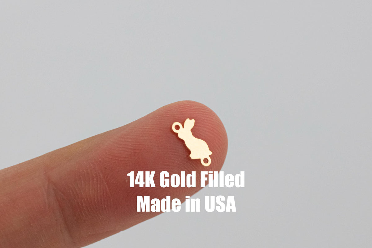 Rabbit Bunny Easter Permanent Jewelry Connector or Charm- Intricate Detail - 14kt gold filled or Sterling Silver - Made in the USA - Custom