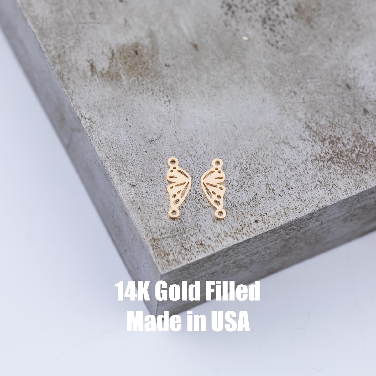 Butterfly Wings (L) Set 2 pcs- Permanent Jewelry Connector - 14kt gold filled or Sterling Silver - Made in the USA