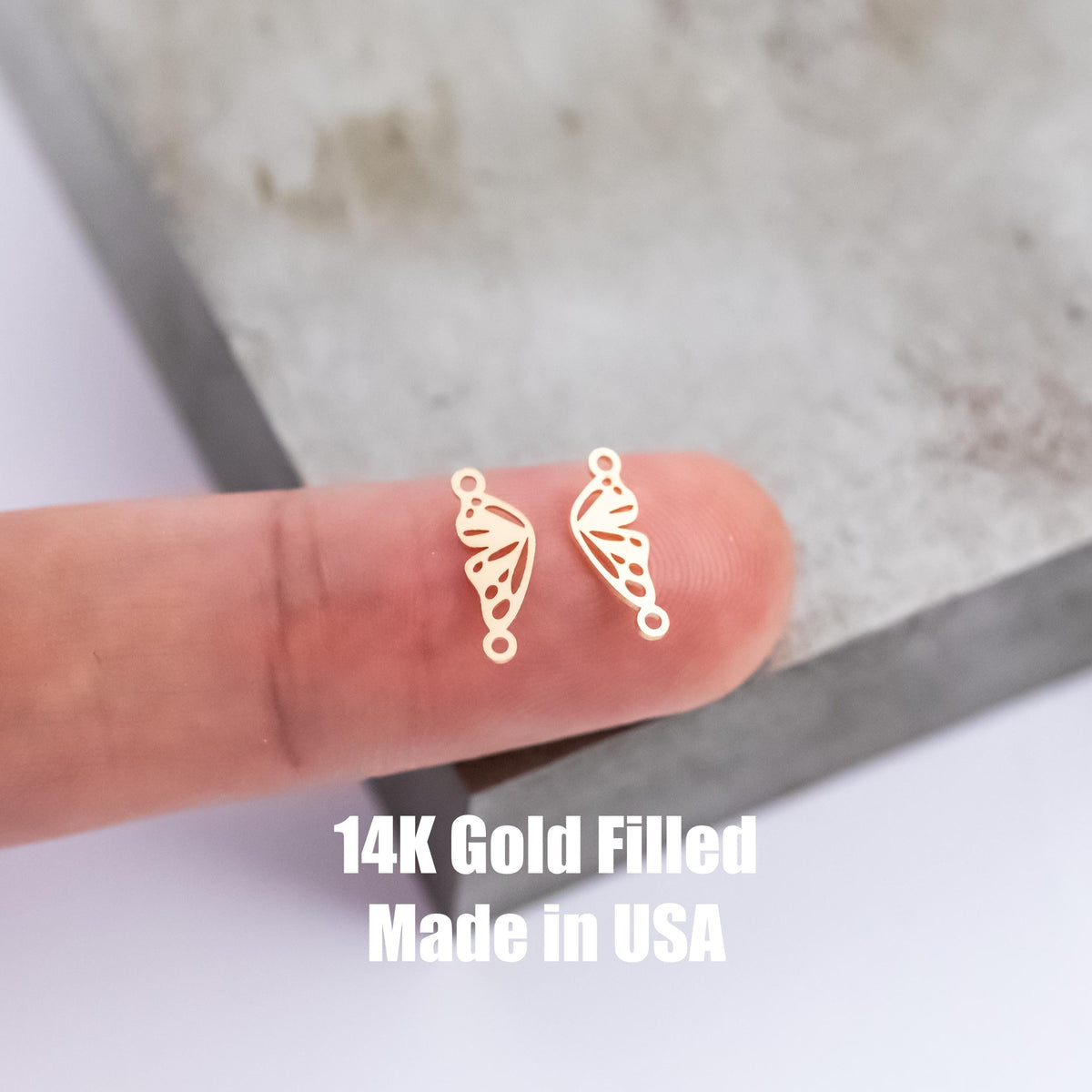 Butterfly Wings (L) Set 2 pcs- Permanent Jewelry Connector - 14kt gold filled or Sterling Silver - Made in the USA