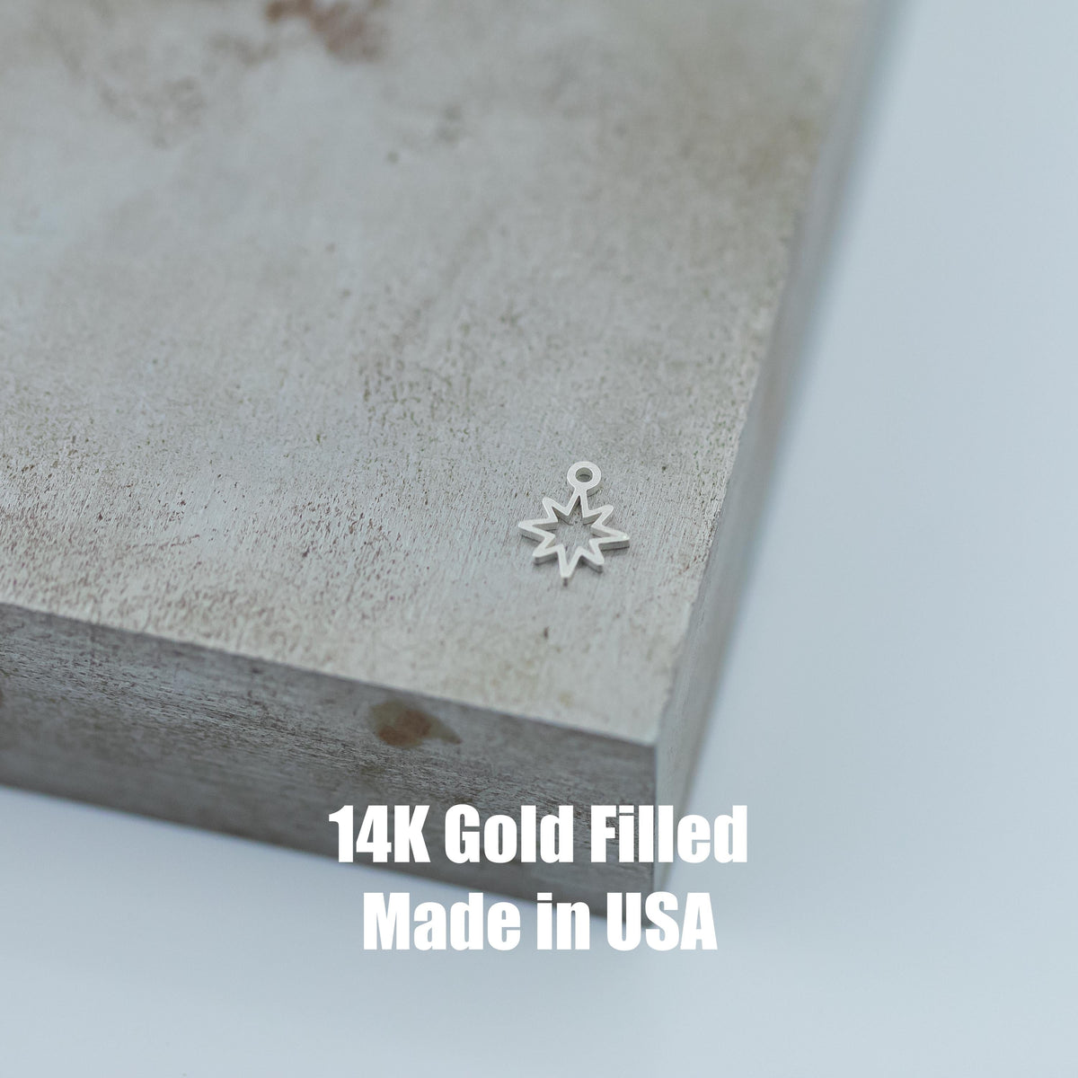 North Star Outline Permanent Jewelry Connector or Charm- Intricate Detail - 14kt gold filled or Sterling Silver - Made in the USA