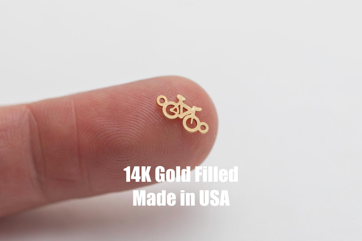 Bike Bicycle Permanent Jewelry Connector or Charm- Intricate Detail - 14kt gold filled or Sterling Silver - Made in the USA
