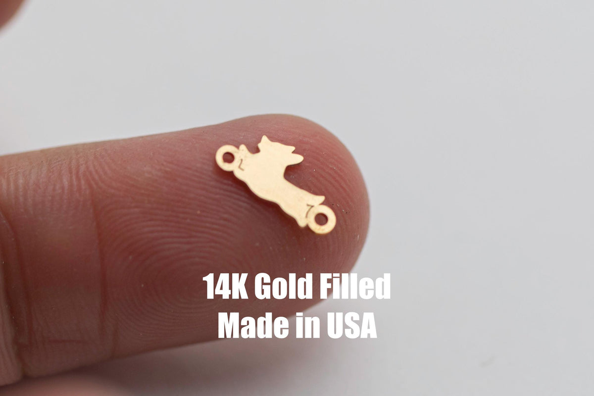 Corgi Dog Glasses Permanent Jewelry Connector or Charm- Intricate Detail - 14kt gold filled or Sterling Silver - Made in the USA - Custom