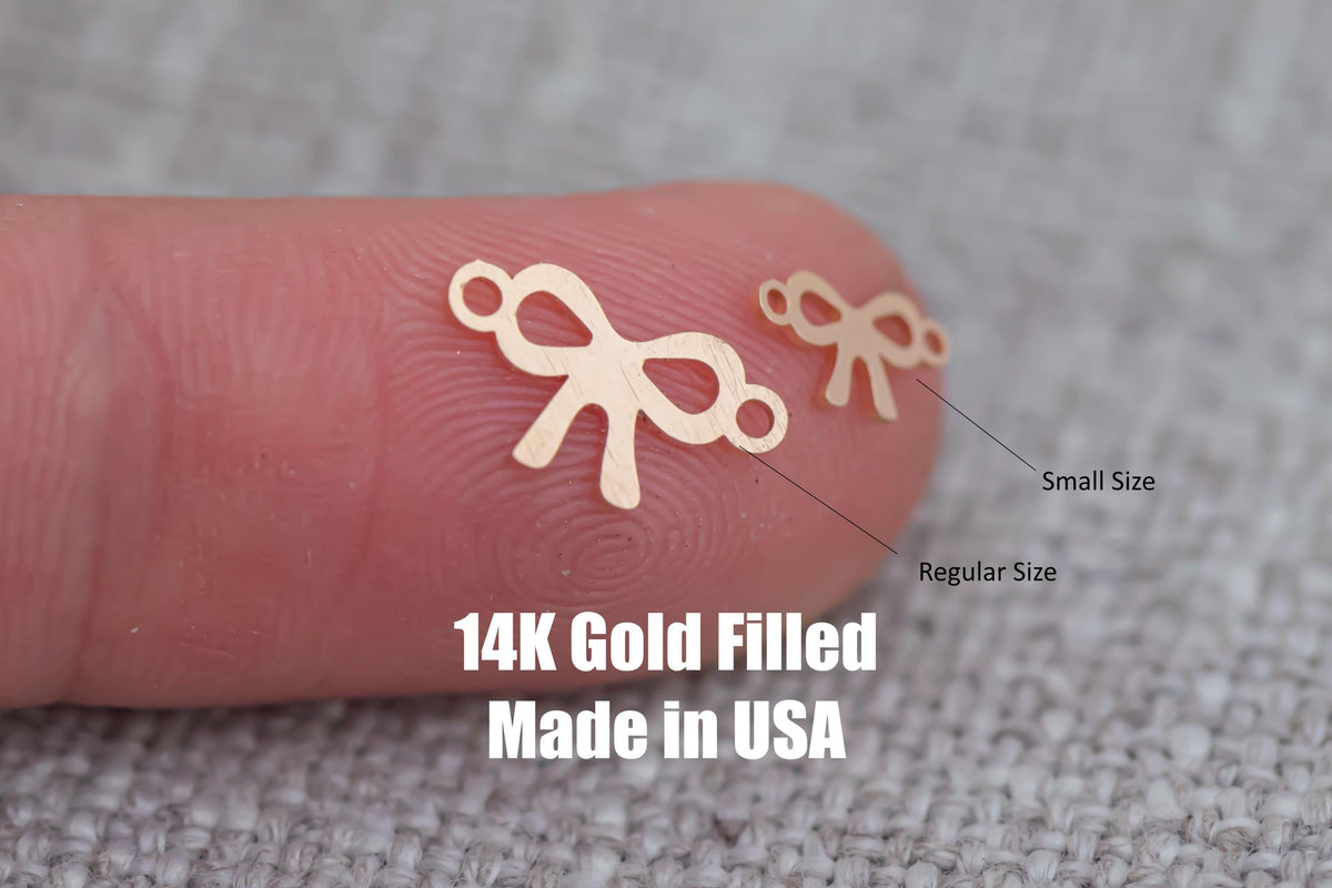 Permanent Jewelry Bow Ribbon Connector 2 sizes- 14kt gold filled or Sterling Silver - Made in the USA - Custom