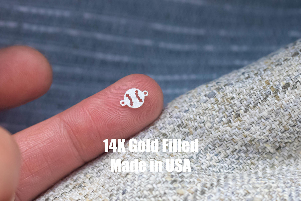 Baseball Disc Permanent Jewelry Connector-6x9mm - 14kt gold filled or Sterling Silver - Made in the USA