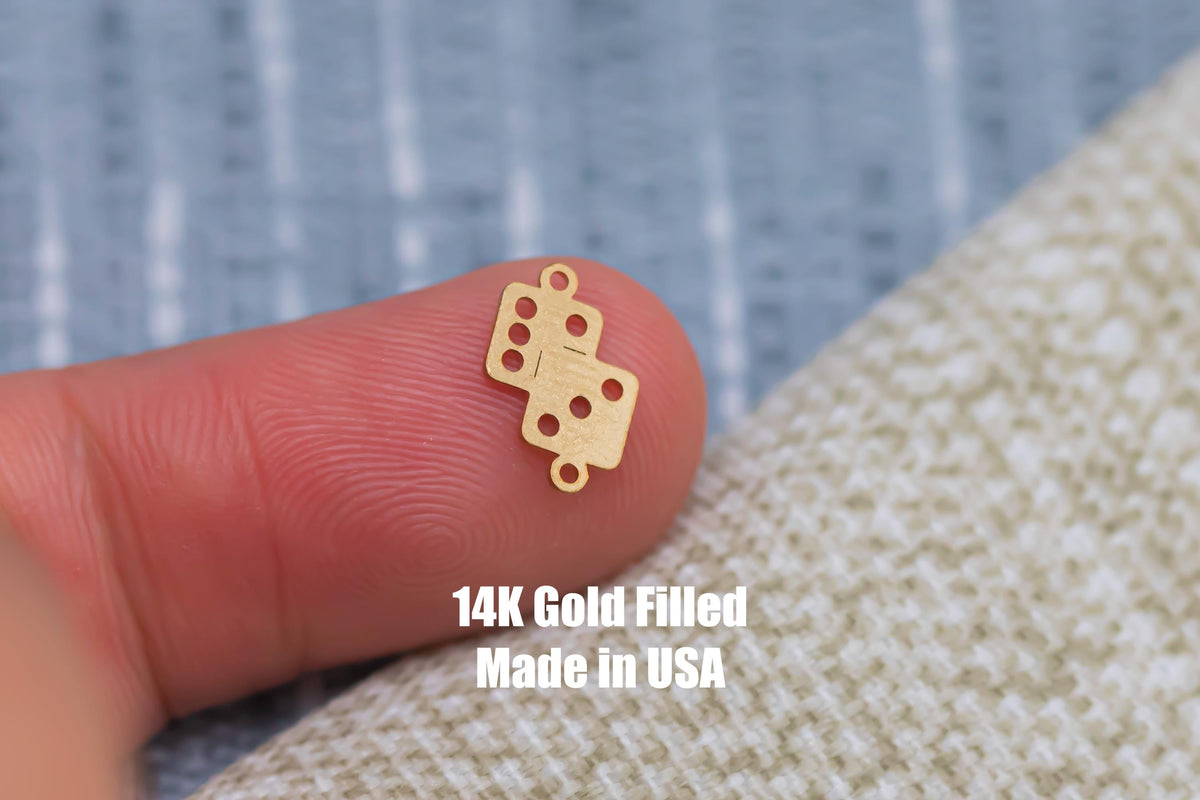 Casino Craps Dice Permanent Jewelry Connector- Intricate Detail - 14kt gold filled or Sterling Silver - Made in the USA - Custom