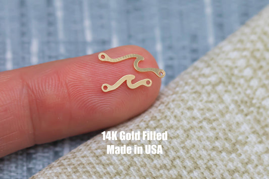 Wave Connector 2 styles - 14Kt Gold Filled or Sterling Silver- Wave Connectors - Bracelet or Necklace - Permanent Jewelry Supply