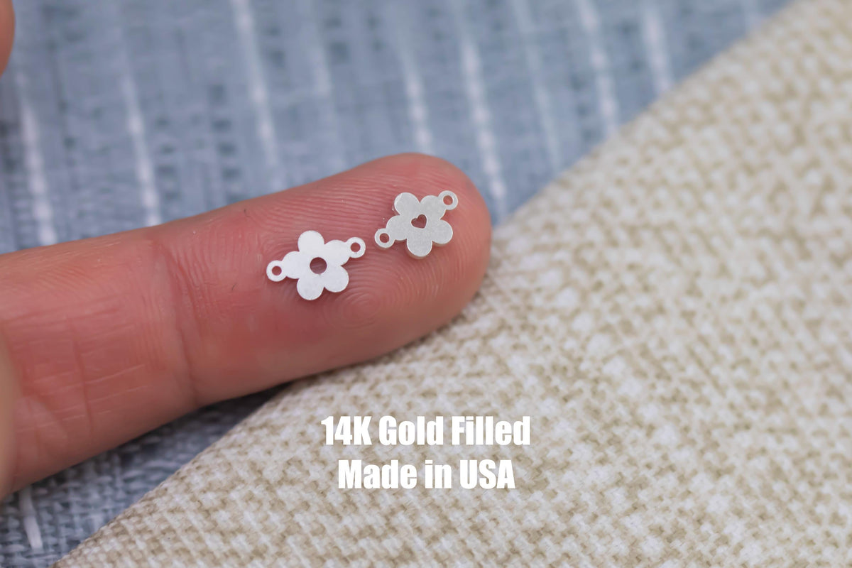 Daisy Flower Connector - 14Kt Gold Filled Sterling Silver - Flower Connectors - Permanent Jewelry Supply- 1x or 25x pieces- Wholesale