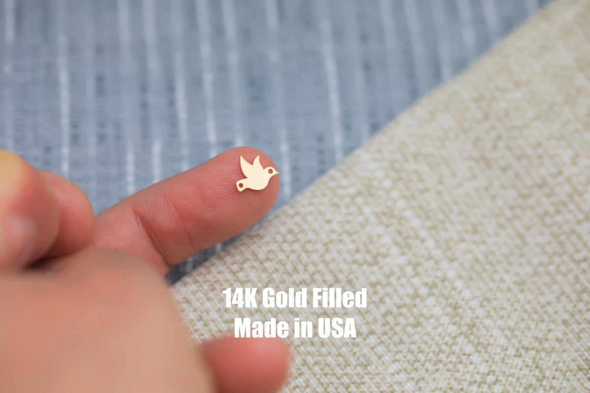 gold filled Dove- sterling silver or gold filled- permanent jewelry word connectors- charm, pendant