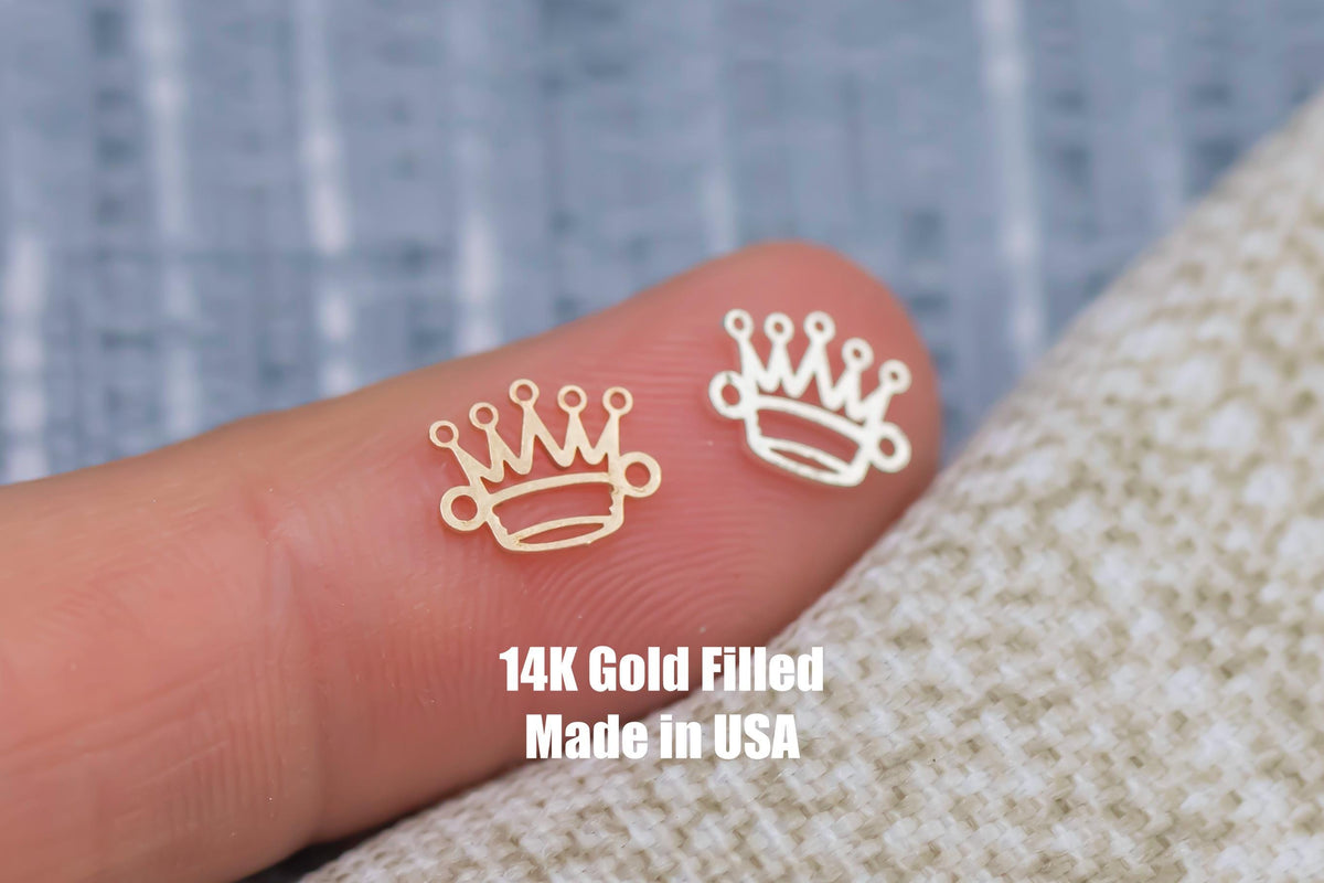 Fancy Crown - sterling silver or gold filled- permanent jewelry connectors- charm, pendant,