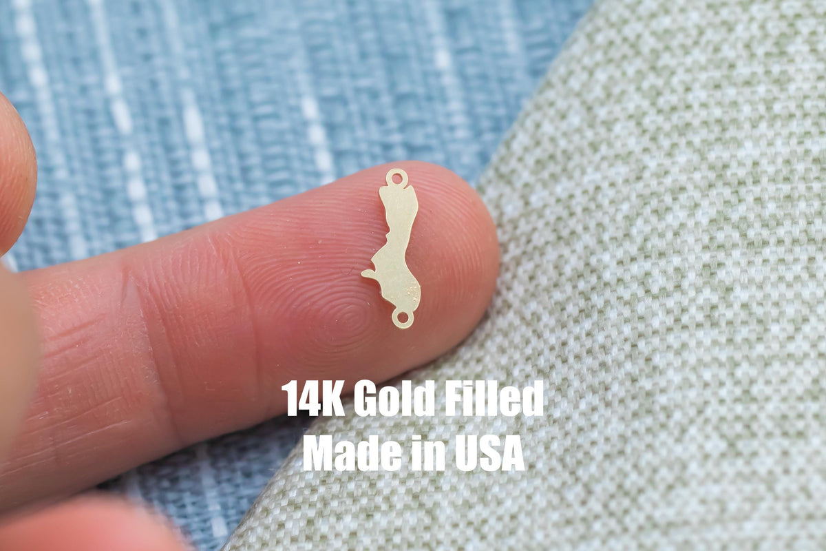 Guam Island Outline Connector - 14Kt Gold Filled or Sterling Silver- Bracelet or Necklace - Permanent Jewelry Supply