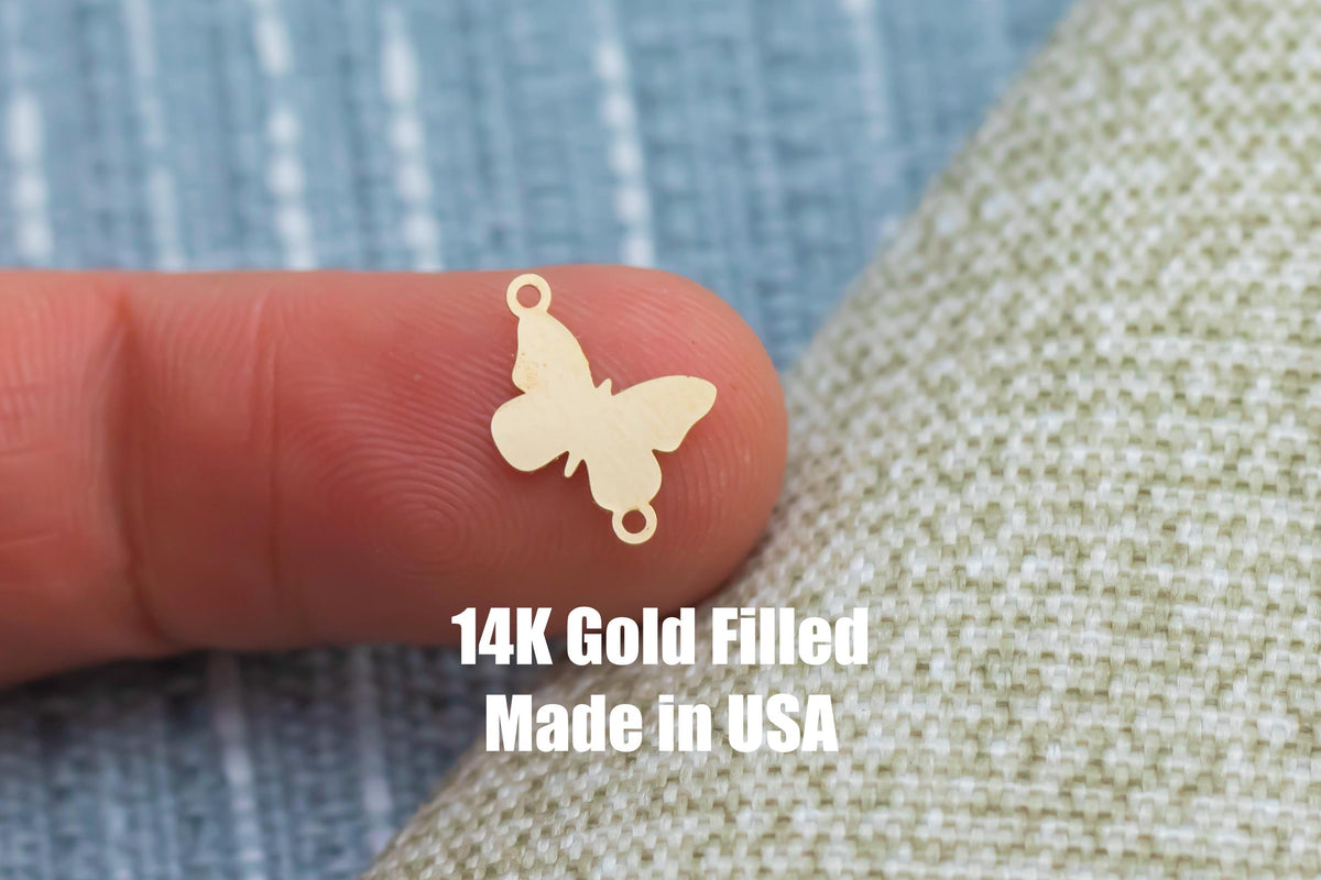 gold filled Butterfly Diagonal - sterling silver or gold filled- permanent jewelry word connectors- charm, pendant,