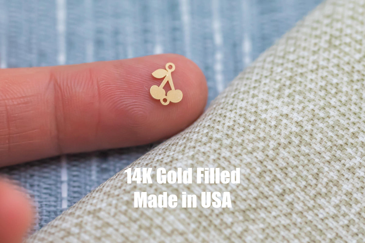 Cherry  Permanent Jewelry Connector or Charm - Cherries Intricate Detail - 14kt gold filled or Sterling Silver - Made in the USA - Custom