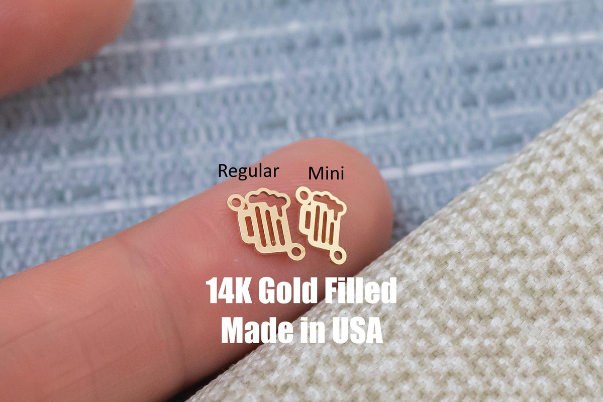Beer Mug Connector - Tiny 14Kt Gold Filled or Sterling Silver Connectors- for Bracelet or Necklace - Permanent Jewelry Supply