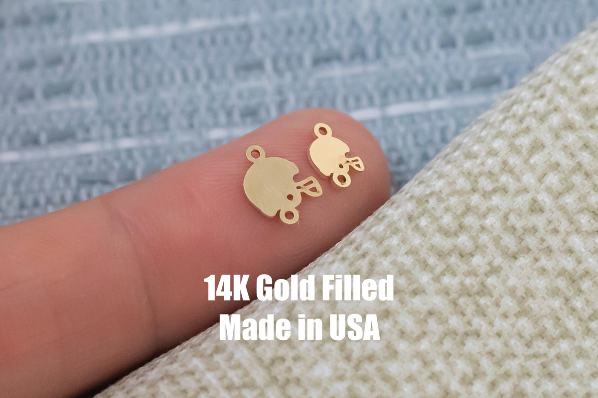 Football Helmet Connector - Tiny 14Kt Gold Filled or Sterling Silver Connectors- for Bracelet or Necklace - Permanent Jewelry Supply