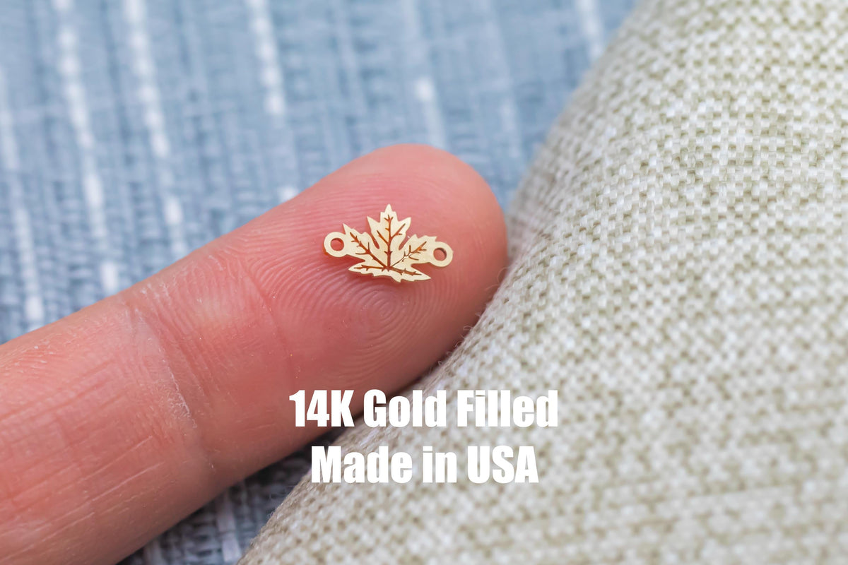 Maple Leaf Jewelry Connector or Charm - Intricate Detail - 14kt gold filled or Sterling Silver - Made in the USA - Custom Fall Autumn Themed