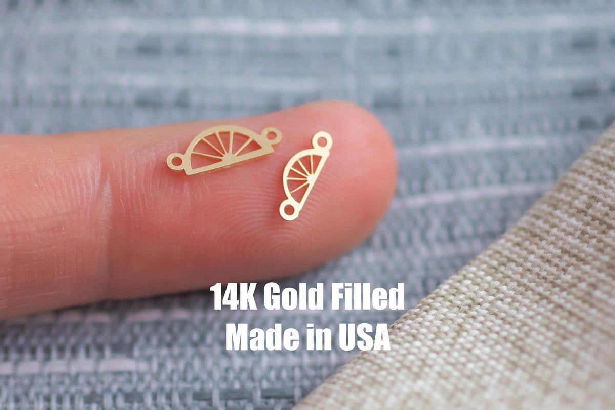 Lemon Half Slice Connector - Tiny 14Kt Gold Filled or Sterling Silver Connectors- for Bracelet or Necklace - Permanent Jewelry Supply