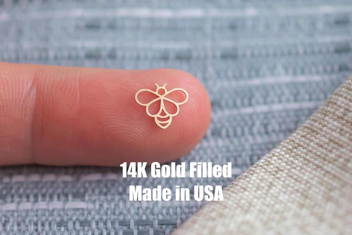 Bee Outline connector - sterling silver or gold filled- permanent jewelry connectors- charm, pendant,