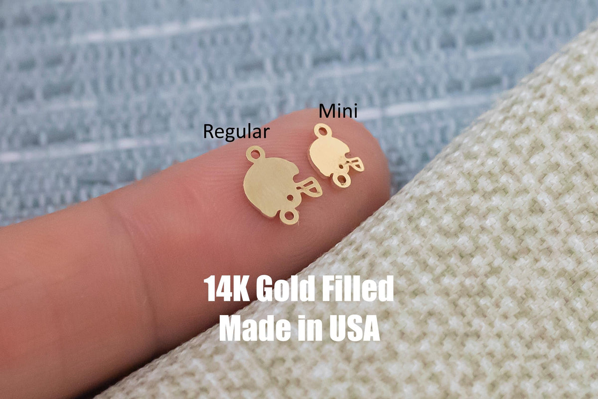 Football Helmet Connector - Tiny 14Kt Gold Filled or Sterling Silver Connectors- for Bracelet or Necklace - Permanent Jewelry Supply