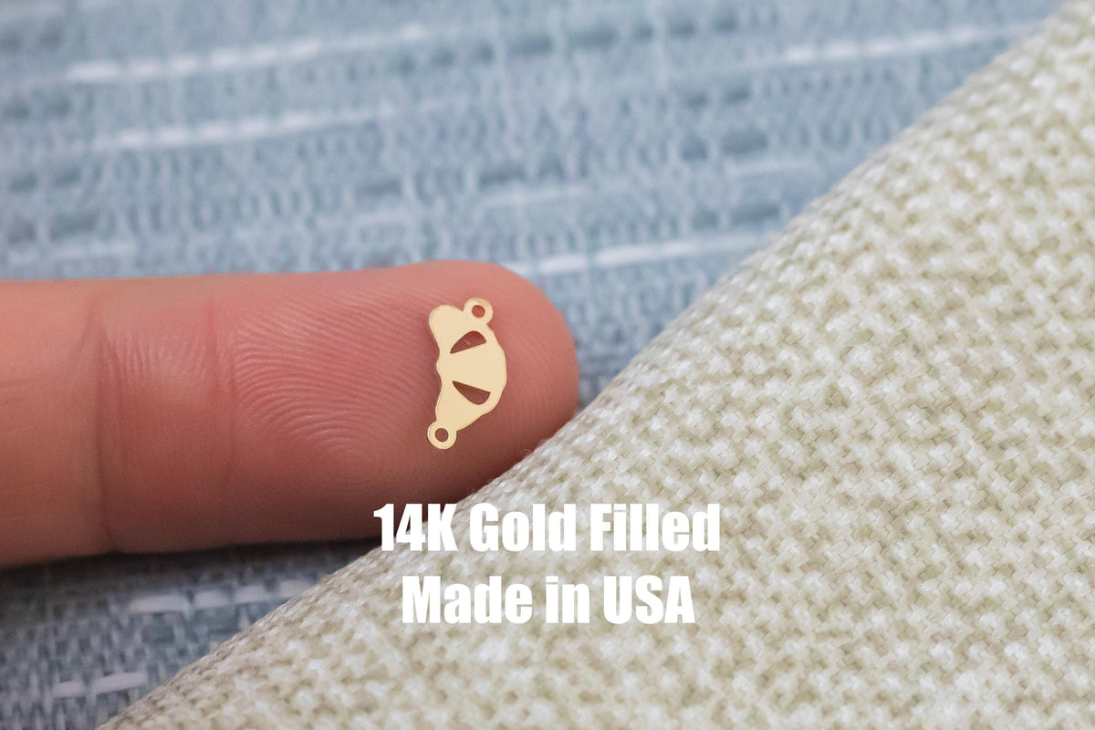 Croissant Bread France Permanent Jewelry Charm or Connector- Intricate Detail - 14kt gold filled or Sterling Silver - Made in the USA