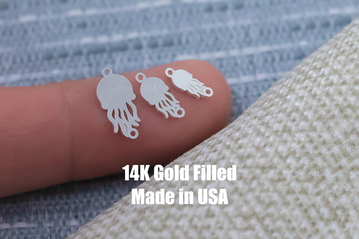 Jelly Fish Connector - Tiny 14Kt Gold Filled or Sterling Silver Connectors- for Bracelet or Necklace - Permanent Jewelry Supply