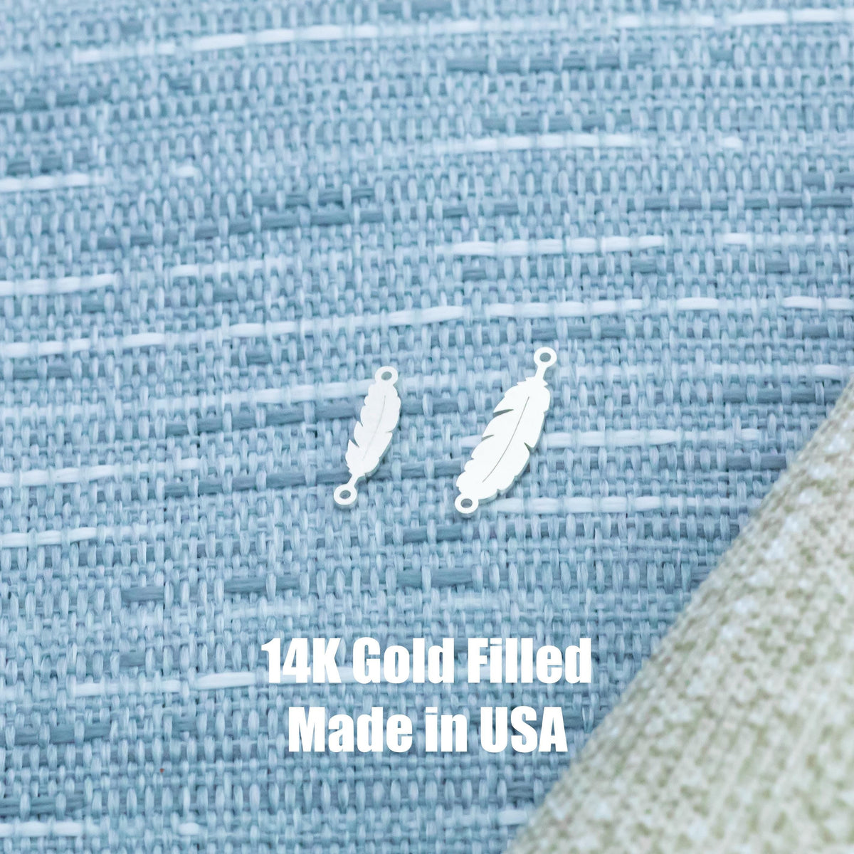 Feather Connector Permanent Jewelry Connector- Intricate Detail - 14kt gold filled or Sterling Silver - Made in the USA - Custom