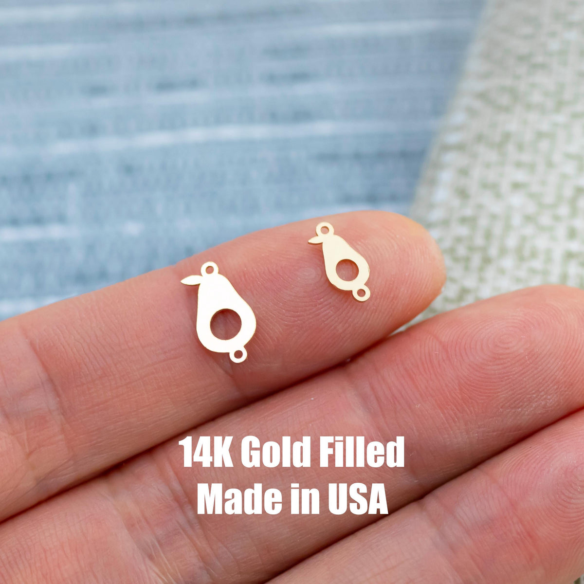 Avocado Fruit Connector Permanent Jewelry Connector- Intricate Detail - 14kt gold filled or Sterling Silver - Made in the USA - Custom