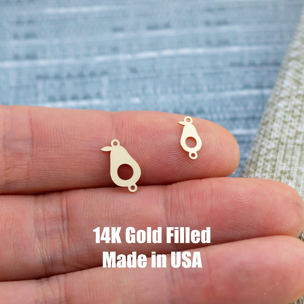Avocado Fruit Connector Permanent Jewelry Connector- Intricate Detail - 14kt gold filled or Sterling Silver - Made in the USA - Custom