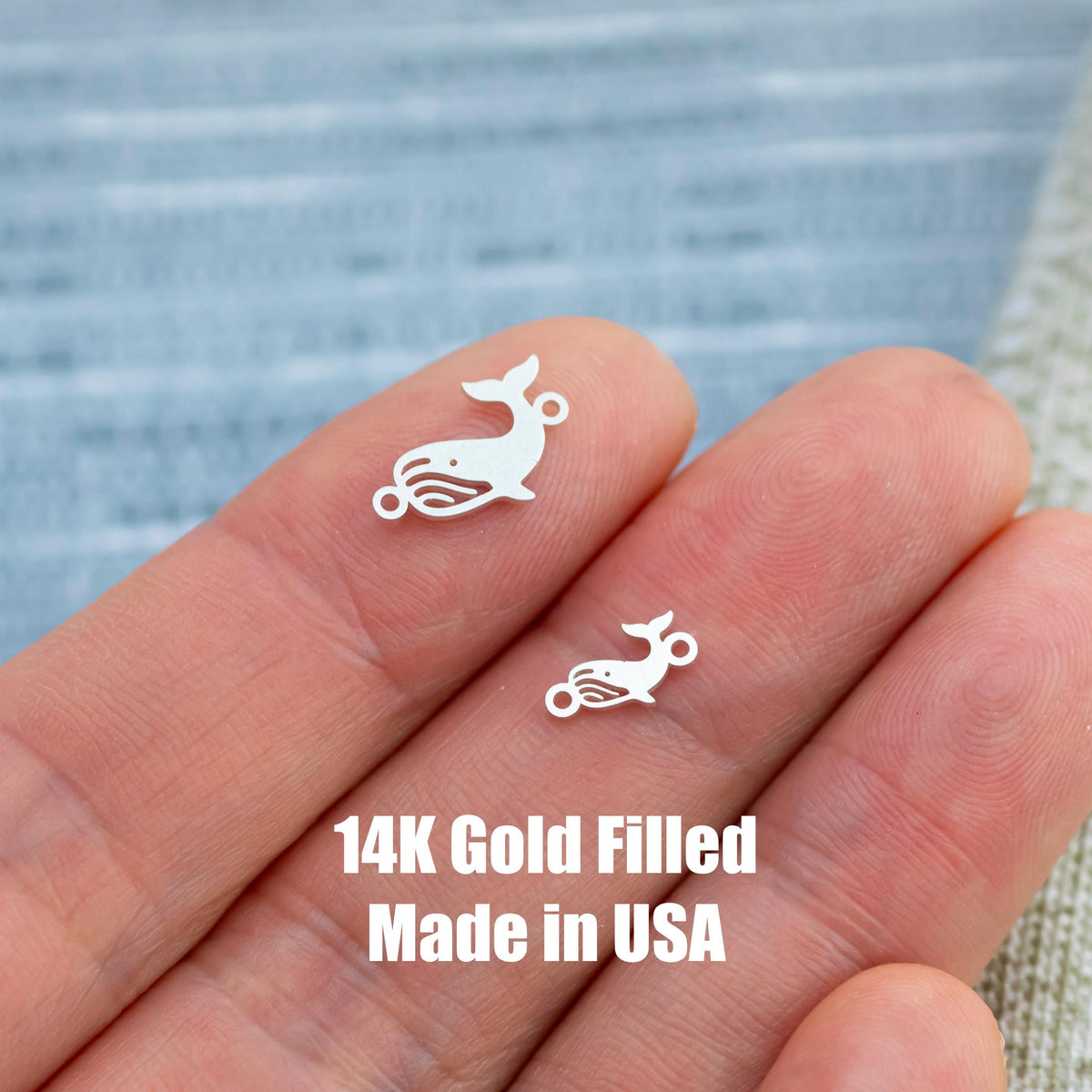 Whale Ocean Connector Permanent Jewelry Connector- Intricate Detail - 14kt gold filled or Sterling Silver - Made in the USA - Custom