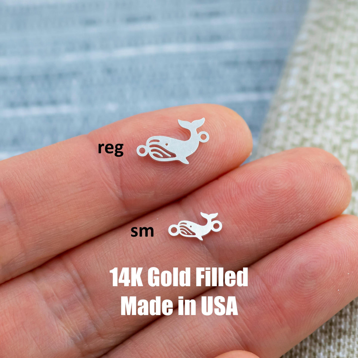 Whale Ocean Connector Permanent Jewelry Connector- Intricate Detail - 14kt gold filled or Sterling Silver - Made in the USA - Custom