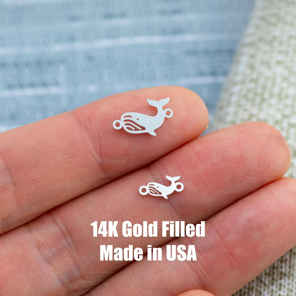 Whale Ocean Connector Permanent Jewelry Connector- Intricate Detail - 14kt gold filled or Sterling Silver - Made in the USA - Custom