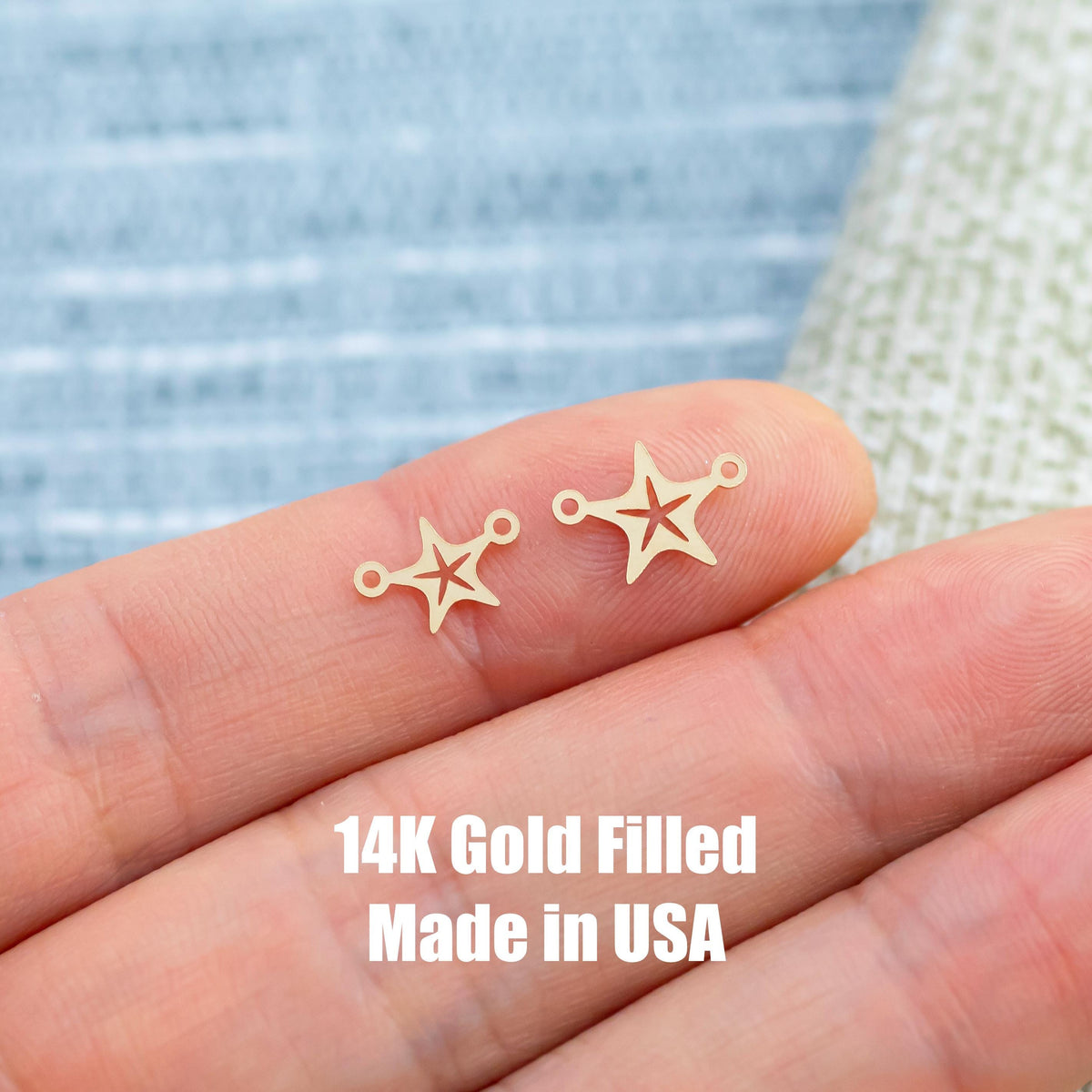 Starfish star fish Connector Permanent Jewelry Connector- Intricate Detail - 14kt gold filled or Sterling Silver - Made in the USA - Custom